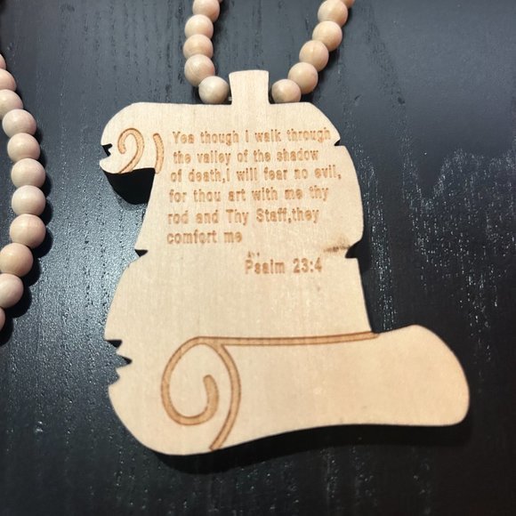 GoodWood NYC Psalm 23:4 Necklace Wooden Pendant Wooden Beaded - Picture 2 of 4